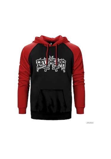 Belphegor Kırmızı Reglan Kol Kapşonlu Sweatshirt Kırmızı