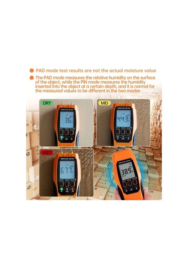 Motion003 2li 1 Arada Pimli Pimsiz Nem Olcer Ev Icin Kuf Test Kiti Turuncu Su Kacagi Dedektor Aydinlatmali Alarmli Pilsiz Ahsap Alcipan