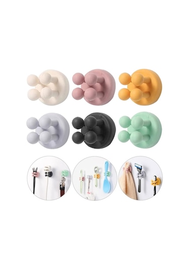 6 Parça Diş Fırçası Tutucu - Çok İşlevli Kanca Su Geçirmez Diğer