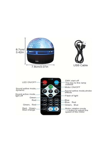 Trendooze Yansıtmalı Teknoloji Sge Projeksiyon Odası Lambası Kuzey Kumandalı Işıkları Gece Dönen Çocuk Bebek - Gf Siyah