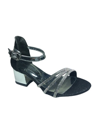 Ortopedikal 2006 Mot Filet Siyah-gümüş Taşlı Kız Çocuk Topuklu Siyah