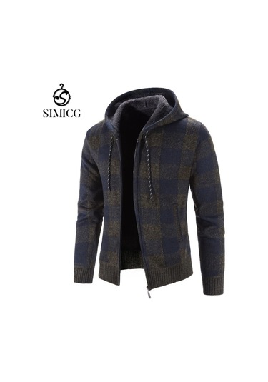 Erkek Kalın Bol Hırka Ekose - Açık Gri Açık Gri