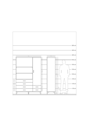 Hyperion Dolap 7 Raflı 6 Çekmeceli Tek Kapaklı 132x44x195 Antrasit-aytaşı/çam Aytası/atlas Çam