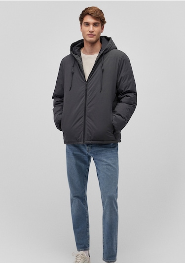 Mavi - Kapüşonlu Antrasit Şişme Mont 0110352-86803 Gri