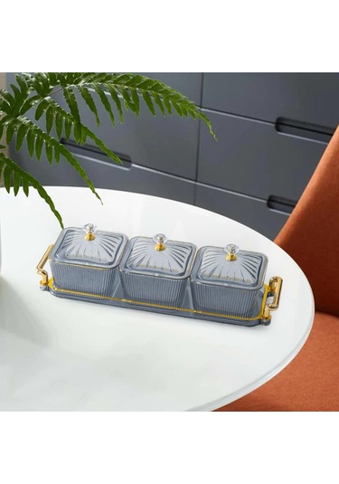 Suntek Magideal Kurutulmuş Meyve Tepsisi Bölünmüş Saklama Kabı Gri