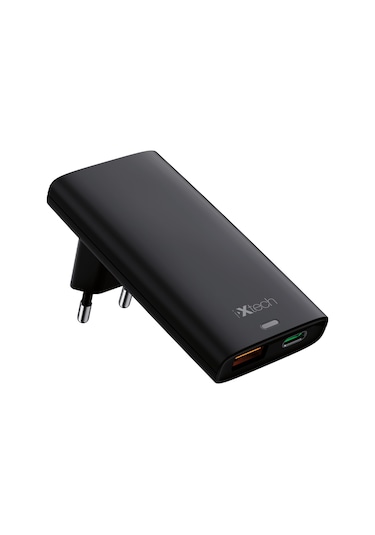 Ixtech Ix-hc8 65w Type-c Ve Usb Çift Port Ultra İnce Evrensel Başlıklı Seyahat Şarj Adaptörü
