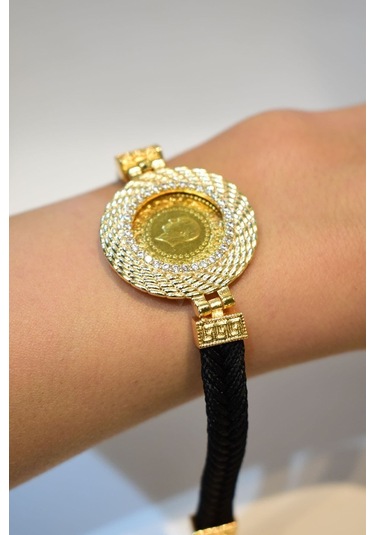 Yenigün Kuyumculuk 22 Ayar Çeyrek Altınlı Siyah Hasır Bileklik