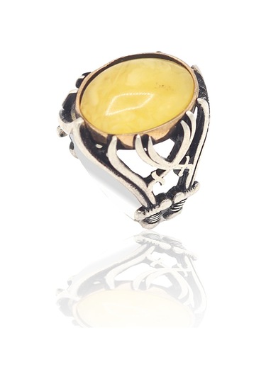 Zülfikar Tasarım Damla Kehribar Taşlı Erkek Gümüş Yüzük 201023191