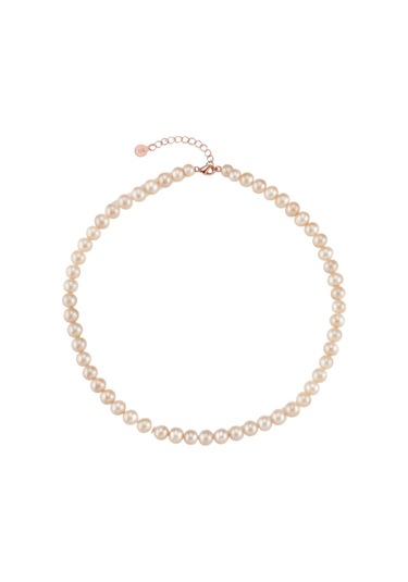 Pudra Pembe Doğal İnci Kolye Sarı