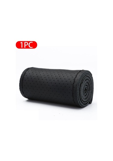 Siyah Seametal Hakiki Deri Araba Direksiyon Kılıfı Dıy Örgü Kılıfı Ve İğneler Konu 38 Cm Çapı Için Fit