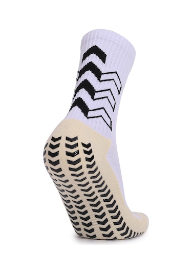 Yuntech01 Futbol Ve Spor Çorapları - Nem Emici, Kaymayan Tabanlı, Orta Boy, Beyaz 1 Çift Beyaz