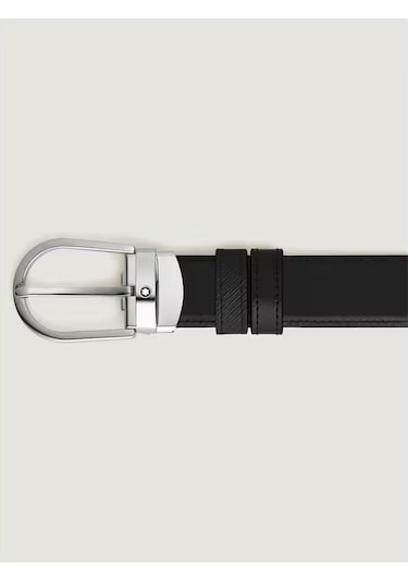 Montblanc At Nalı Tokalı Siyah 30 Mm Çift Taraflı Deri Kemer 1984