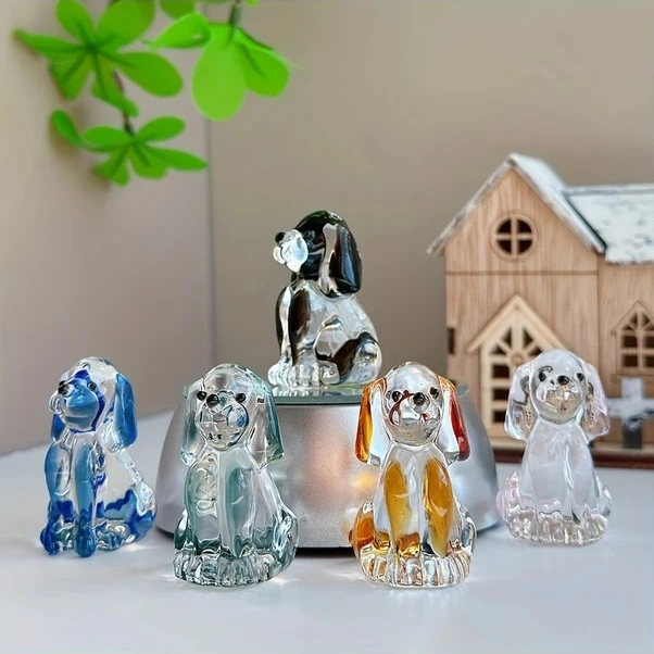 Trendooze Siyah El Yapımı Kristal Köpek Heykeli - Masüstü Hediye