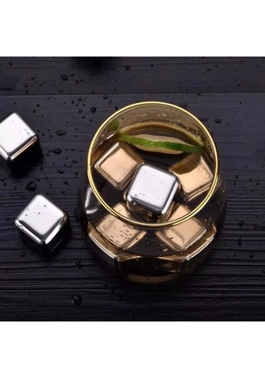 6'lı Çelik Metal Kaplama Viski Taşı Soğutma Buz Küpü Çok Renkli