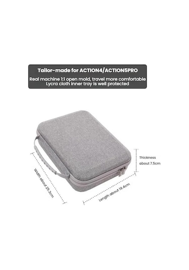 Bkano Djı Osmo Action 4/5 Pro Set Saklama Çantası Organizatör Kılıfı Sert Kılıf Çanta Gri