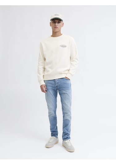 Jack & Jones Jjmakoto Beyaz Erkek Sweatshirt 12278601 Beyaz