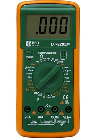Best Bst-9205m Lcd Dijital Multimetre El Tipi Ac/dc Test Cihazı - Yeşil + Turuncu