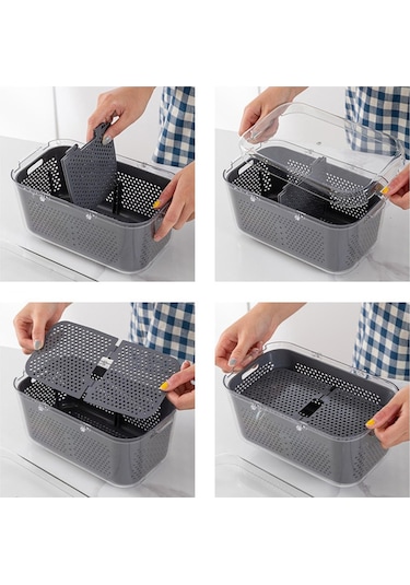 22'si 1 Arada Çok Fonksiyonlu Sebze Doğrayıcı Manuel Doğrayıcı, Konteynerli Gıda Doğrayıcı Kesici