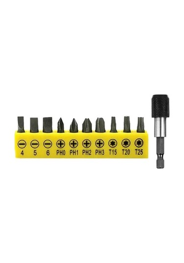 11 Adet 25mm Tornavida Ucu Seti Çok Fonksiyonlu Çok Yönlü Tornavidalar Uzatma Çubuğu Alet Takımı Oluklu/ph/torx Çapraz Matkap Ucu Kafa T20 3919