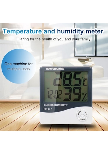 Sones 3.8 İnç Lcd Dijital Sıcaklık Ve Nem Ölçer Saat / Takvim İle Htc-1 Beyaz