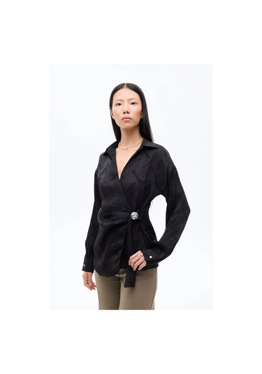 Quzu Siyah Kadın Gömlek Blz00847 Siyah