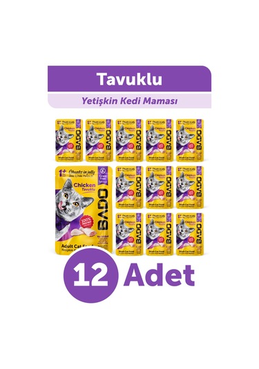Bado Yetişkin Yaş Kedi Maması Tavuk Etli 85gr 12'li