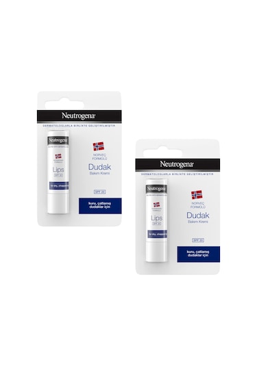 Neutrogena SPF 20 Güneş Koruma Faktörlü Dudak Bakım Kremi 4,8 G 2 Adet