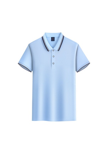 Polo Gömlek İş Kıyafetleri Özel Yazlık Kurumsal İş Kıyafetleri Kısa Kollu Açik Mavi