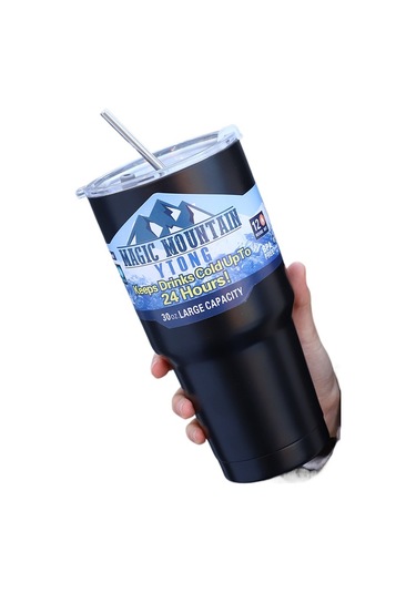 30oz Buz Bar Bardağı Yaz Kahve Fincanı Araba Su Bardağı 304 Paslanmaz Çelik Yalıtım Soğuk Tutmak Fincan Taşınabilir Çift Bardak Siyah Diğer