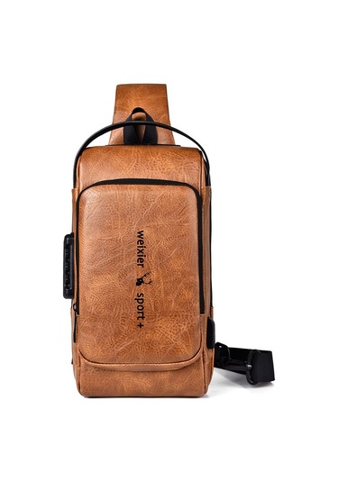 Sones Weıxıer X318 Tek Omuzlu Çapraz Askılı Erkek Su Geçirmez Hırsızlığa Karşı Küçük Sırt Çantası Açık Kahverengi