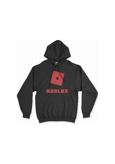 Cix Roblox Logolu Siyah Kapşonlu Sweatshirt Hoodie SIYAH
