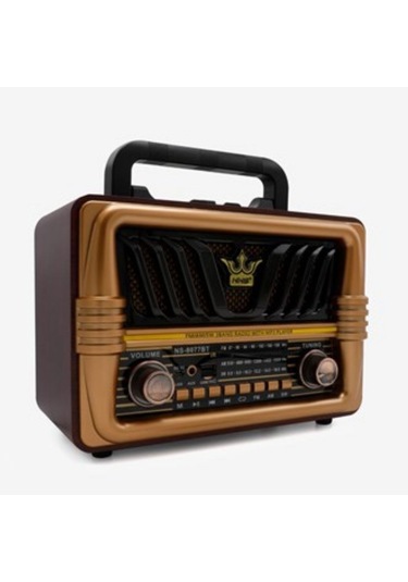 River World Ahşap Retro Tasarımlı Radyo Bluetooth Hoparlörlü Şarjlı Büyük Boy Telefon Tutma Saplı