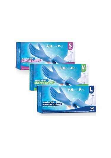 Has-Pet Pudrasız Mavi Nitril Muayene Eldiveni 100'lü x 20 Kutu