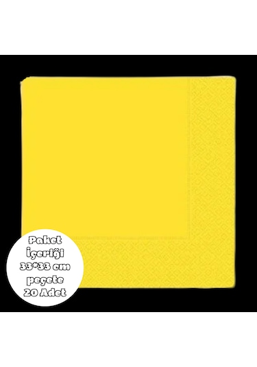 Sarı Peçete 33 33 Cm 20 Adet