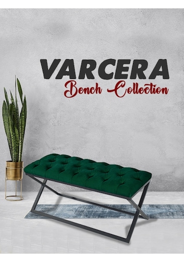 Varcera Yeşil Chester Model Kapitoneli Puf&bench&koltuk&oturma Bankı&makyaj Puff&yatak Odası Takımı Önü&ucu