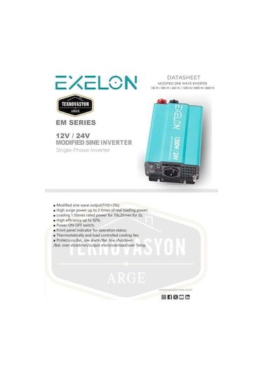 Exelon  Modifiye Sinüs 1200w 24v İnverter