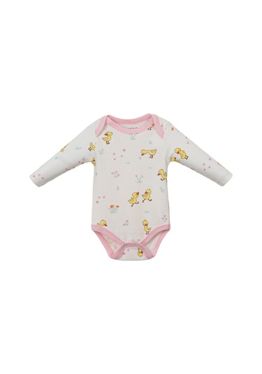 Ördekli Uzun Kol Body Set Pembe