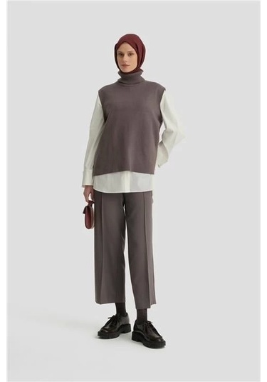 Armine Beli Apoletli Palazzo Pantolon 24kh2722 Antrasit Füme