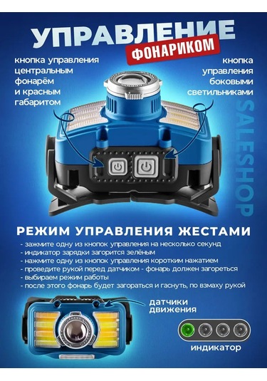 Saleshop Led Alın Feneri 171837538 Mavi