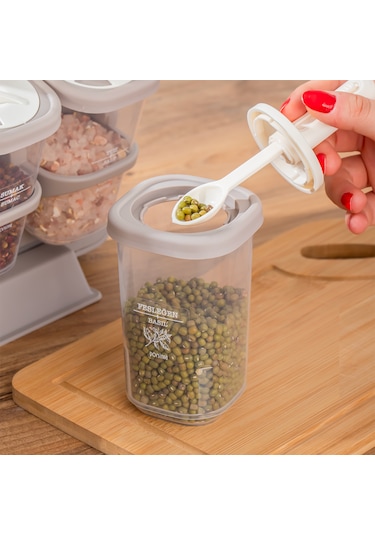 Porsima 1116 Standlı Kaydırmalı Kaşıklı Baharatlık Seti Cappuccin Cappuccino