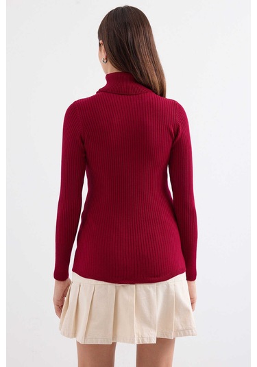 Gabria Fitilli Balıkçı Yaka Kazak Bordo