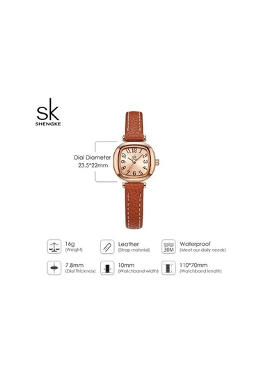 Novahub Kahverengi Shengke Sk İzle Kadın Kuvars Saat, Zarif Bayan Saat, Orijinal Relogio Feminino, 22mm Kadran, Deri Kordon, 3atm Su Geçirmez, Moda Ve Casual Çok Renkli
