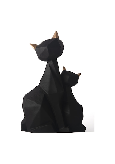 Modern Kübik Kedi Siyah Biblo