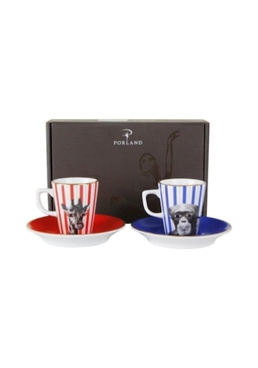 Porland Wild Life Monkey-giraffe 2 Kişilik Kahve Takımı