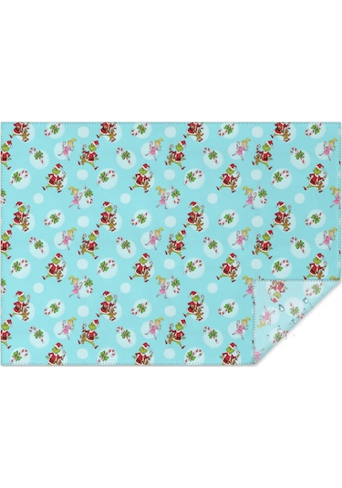 Noel Desenli Dikdörtgen Masa Örtüsü 60x84 İnç, Su Geçirmez Ve Leke Tutmaz Noel Grinch Şeker