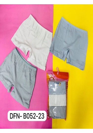 %95 Pamuk 3'lü Kız Çocuk Boxer-626 Beyaz