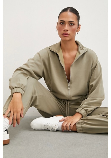 Never More Fermuarlı Sweatshirt Çağla Çağla Yeşili