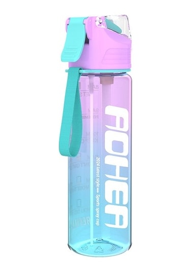 Andy More Büyük Kapasiteli Ve Güzel Görünüme Sahip Yeni Degrade Plastik Su Bardağı, Spreyli Modaya Uygun Dış Mekan Seyahat Yetişkin Pipetli Bardak 1d56ra Açık Mor