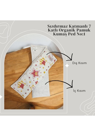 Bezhane Baby 7 Katlı Yıkanabilir Bebek Pedi Sarı Kırmızı Yıldız Desen 1 Numara Standart