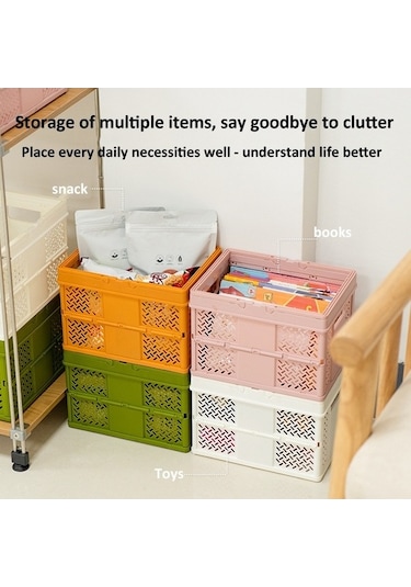 Tongxida Yeşil İstiflenebilir Katlanabilir Saklama Sepeti Ev Mutfak Kutusu Düzenleyici Saplı 24,4 X 18 X 1,4 Cm Yeşil